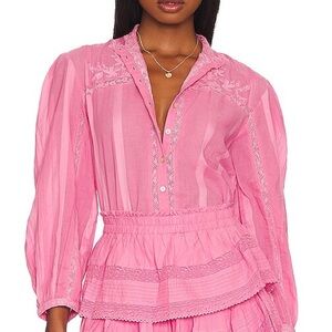 LoveShackFancy Ronda Blouse in Rose Bloom - NWOT